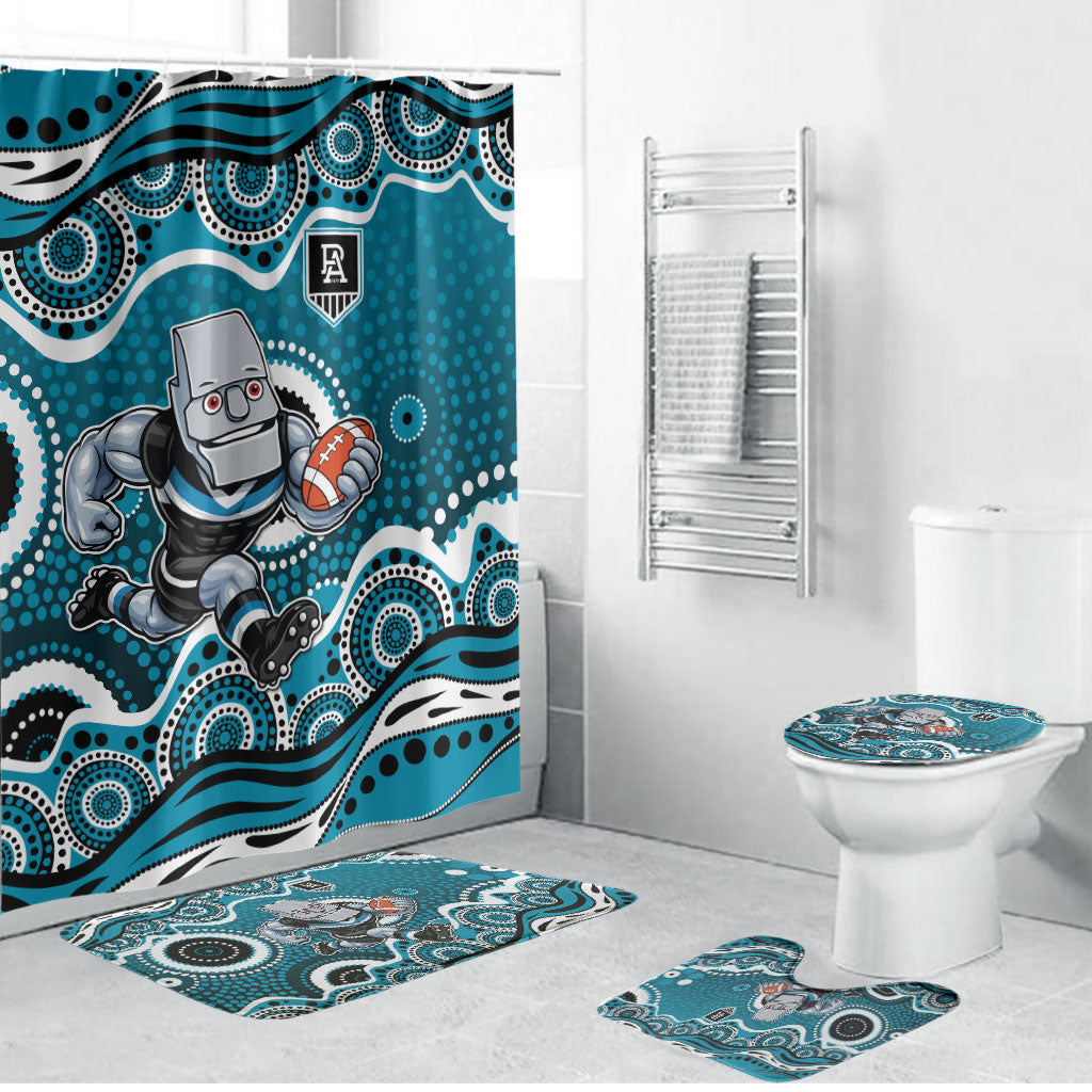 Port Adelaide Power Bathroom Set Aboriginal Dot Pattern - Football Mascot Heritage Pride