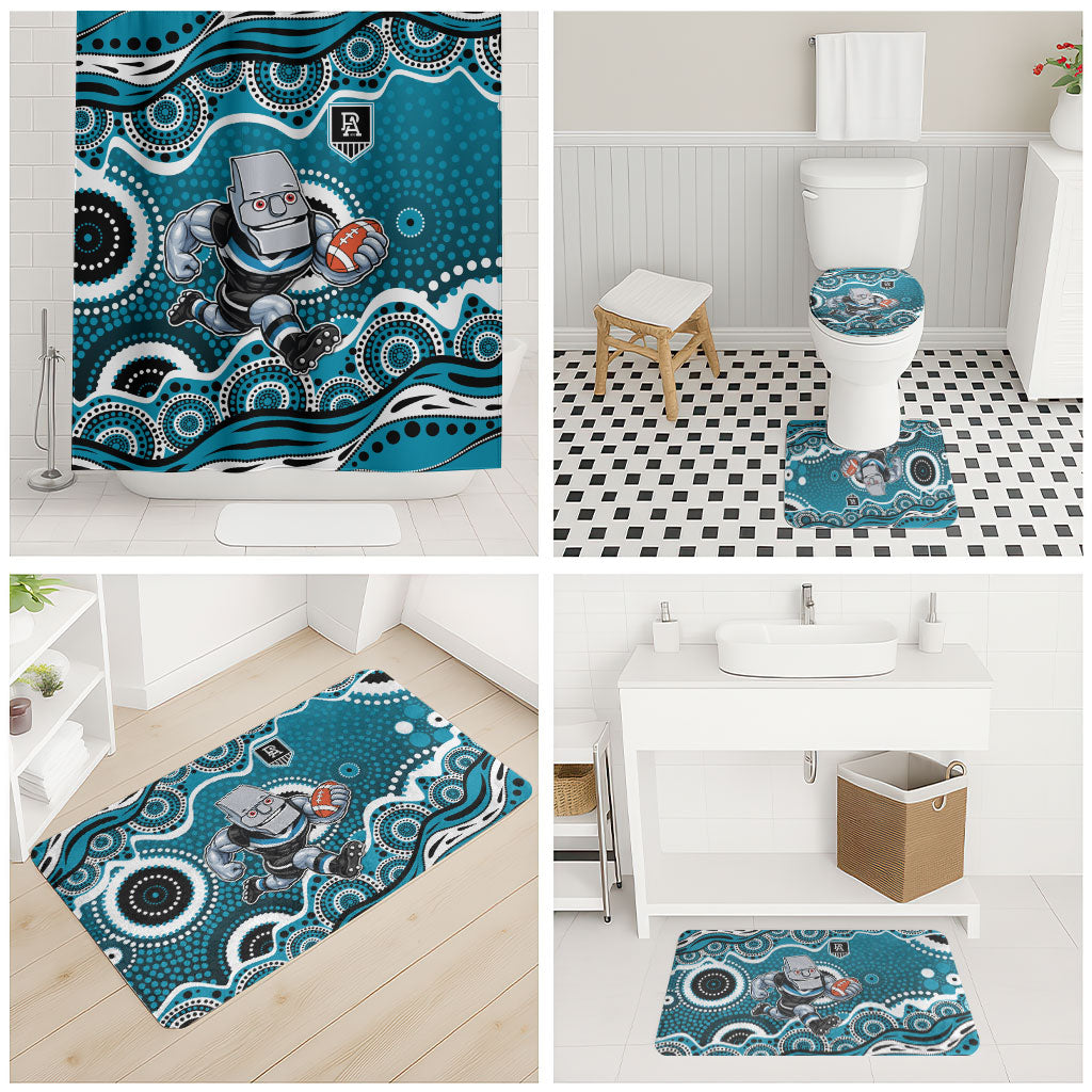 Port Adelaide Power Bathroom Set Aboriginal Dot Pattern - Football Mascot Heritage Pride