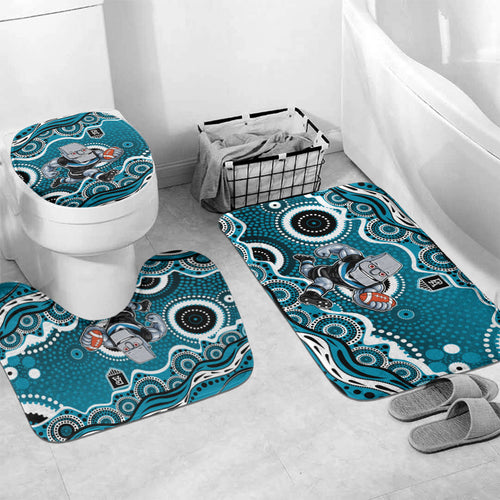 Port Adelaide Power Bathroom Set Aboriginal Dot Pattern - Football Mascot Heritage Pride