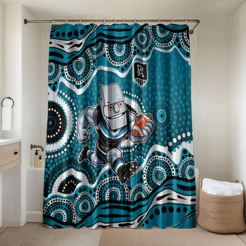 Port Adelaide Power Bathroom Set Aboriginal Dot Pattern - Football Mascot Heritage Pride