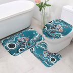 Port Adelaide Power Bathroom Set Aboriginal Dot Pattern - Football Mascot Heritage Pride