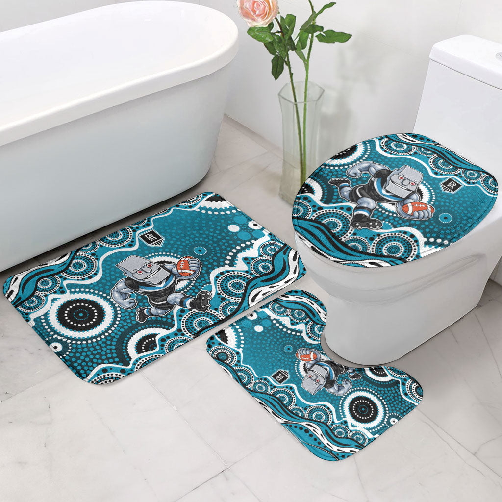 Port Adelaide Power Bathroom Set Aboriginal Dot Pattern - Football Mascot Heritage Pride
