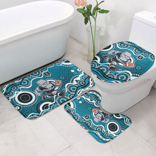 Port Adelaide Power Bathroom Set Aboriginal Dot Pattern - Football Mascot Heritage Pride