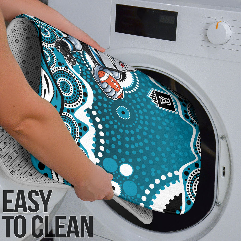 Port Adelaide Power Bathroom Set Aboriginal Dot Pattern - Football Mascot Heritage Pride