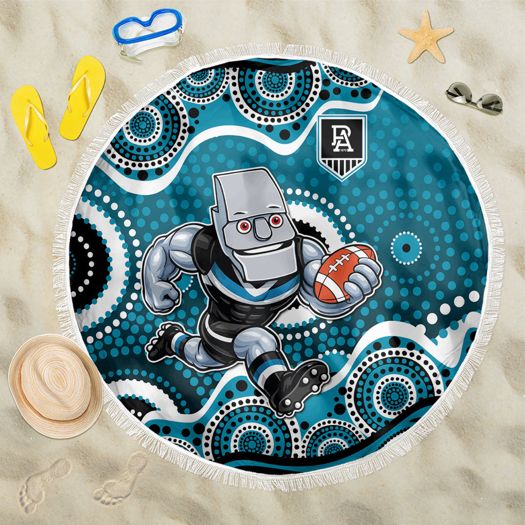 Port Adelaide Power Beach Blanket Aboriginal Dot Pattern - Football Mascot Heritage Pride