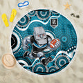 Port Adelaide Power Beach Blanket Aboriginal Dot Pattern - Football Mascot Heritage Pride