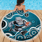 Port Adelaide Power Beach Blanket Aboriginal Dot Pattern - Football Mascot Heritage Pride