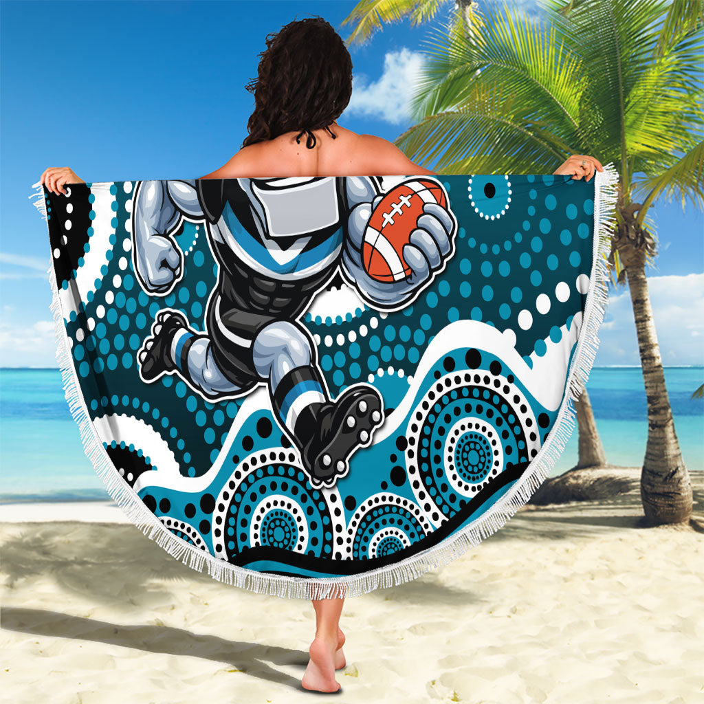 Port Adelaide Power Beach Blanket Aboriginal Dot Pattern - Football Mascot Heritage Pride