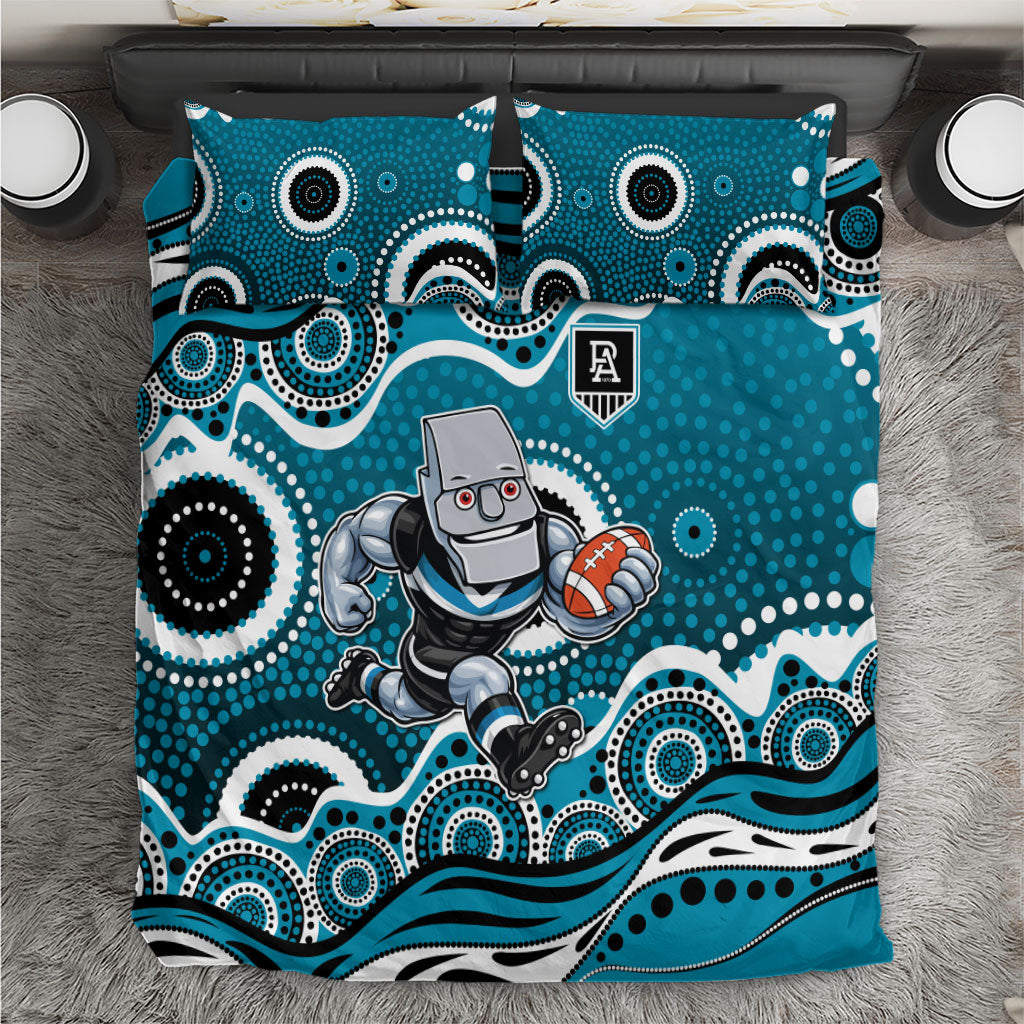 Port Adelaide Power Bedding Set Aboriginal Dot Pattern - Football Mascot Heritage Pride