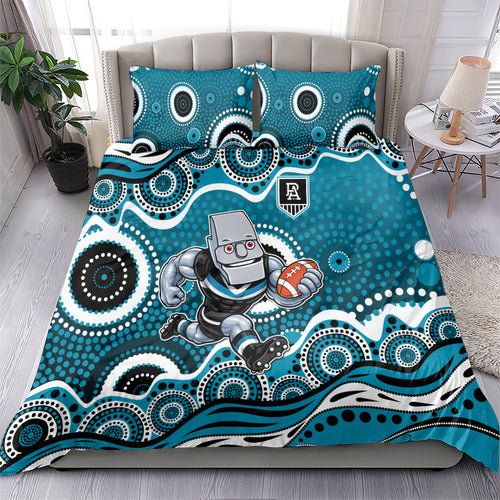 Port Adelaide Power Bedding Set Aboriginal Dot Pattern - Football Mascot Heritage Pride