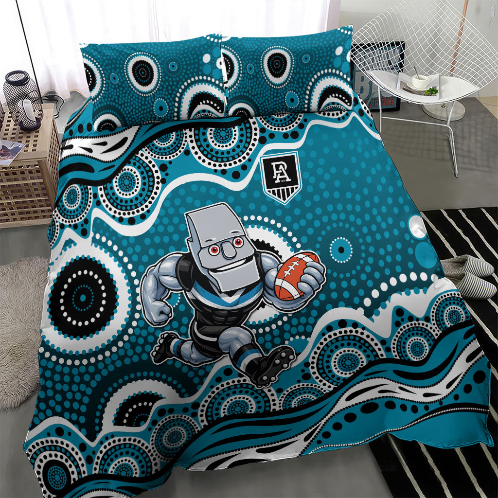 Port Adelaide Power Bedding Set Aboriginal Dot Pattern - Football Mascot Heritage Pride