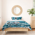 Port Adelaide Power Bedding Set Aboriginal Dot Pattern - Football Mascot Heritage Pride