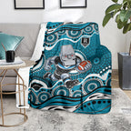 Port Adelaide Power Blanket Aboriginal Dot Pattern - Football Mascot Heritage Pride