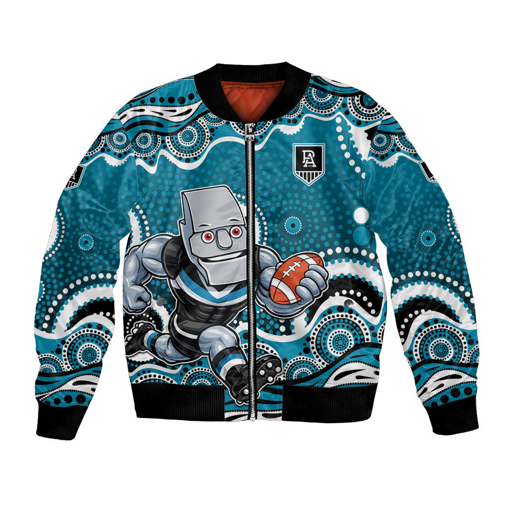 Port Adelaide Power Bomber Jacket Aboriginal Dot Pattern - Football Mascot Heritage Pride