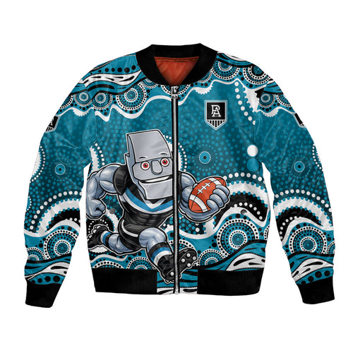 Port Adelaide Power Bomber Jacket Aboriginal Dot Pattern - Football Mascot Heritage Pride