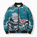 Port Adelaide Power Bomber Puffer Jacket Aboriginal Dot Pattern - Football Mascot Heritage Pride