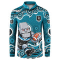 Port Adelaide Power Button Sweatshirt Aboriginal Dot Pattern - Football Mascot Heritage Pride