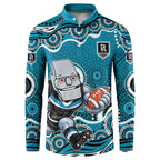 Port Adelaide Power Button Sweatshirt Aboriginal Dot Pattern - Football Mascot Heritage Pride