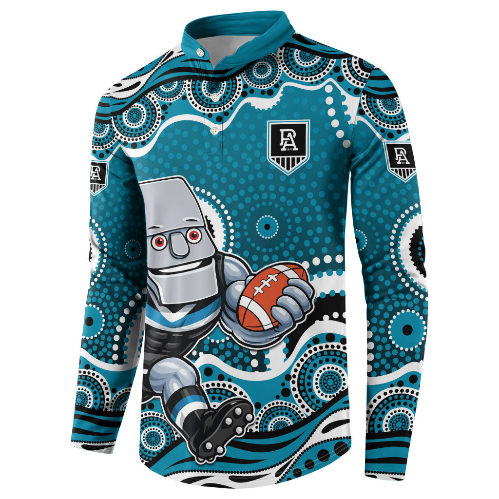 Port Adelaide Power Button Sweatshirt Aboriginal Dot Pattern - Football Mascot Heritage Pride