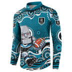 Port Adelaide Power Button Sweatshirt Aboriginal Dot Pattern - Football Mascot Heritage Pride
