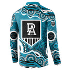 Port Adelaide Power Button Sweatshirt Aboriginal Dot Pattern - Football Mascot Heritage Pride