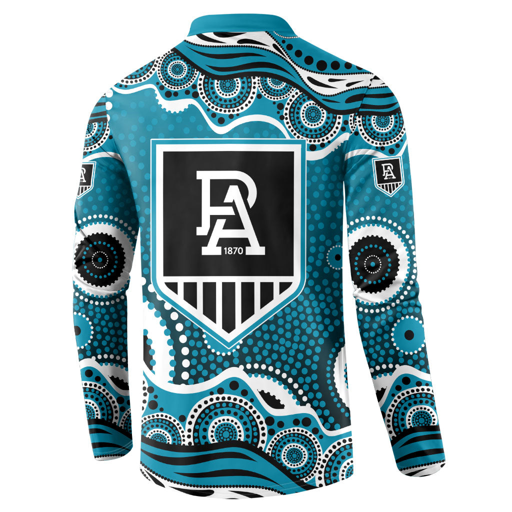 Port Adelaide Power Button Sweatshirt Aboriginal Dot Pattern - Football Mascot Heritage Pride