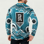 Port Adelaide Power Button Sweatshirt Aboriginal Dot Pattern - Football Mascot Heritage Pride