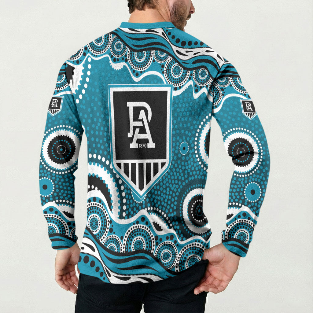 Port Adelaide Power Button Sweatshirt Aboriginal Dot Pattern - Football Mascot Heritage Pride