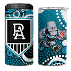 Port Adelaide Power 4 in 1 Can Cooler Tumbler Aboriginal Dot Pattern - Football Mascot Heritage Pride