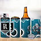 Port Adelaide Power 4 in 1 Can Cooler Tumbler Aboriginal Dot Pattern - Football Mascot Heritage Pride