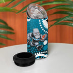 Port Adelaide Power 4 in 1 Can Cooler Tumbler Aboriginal Dot Pattern - Football Mascot Heritage Pride