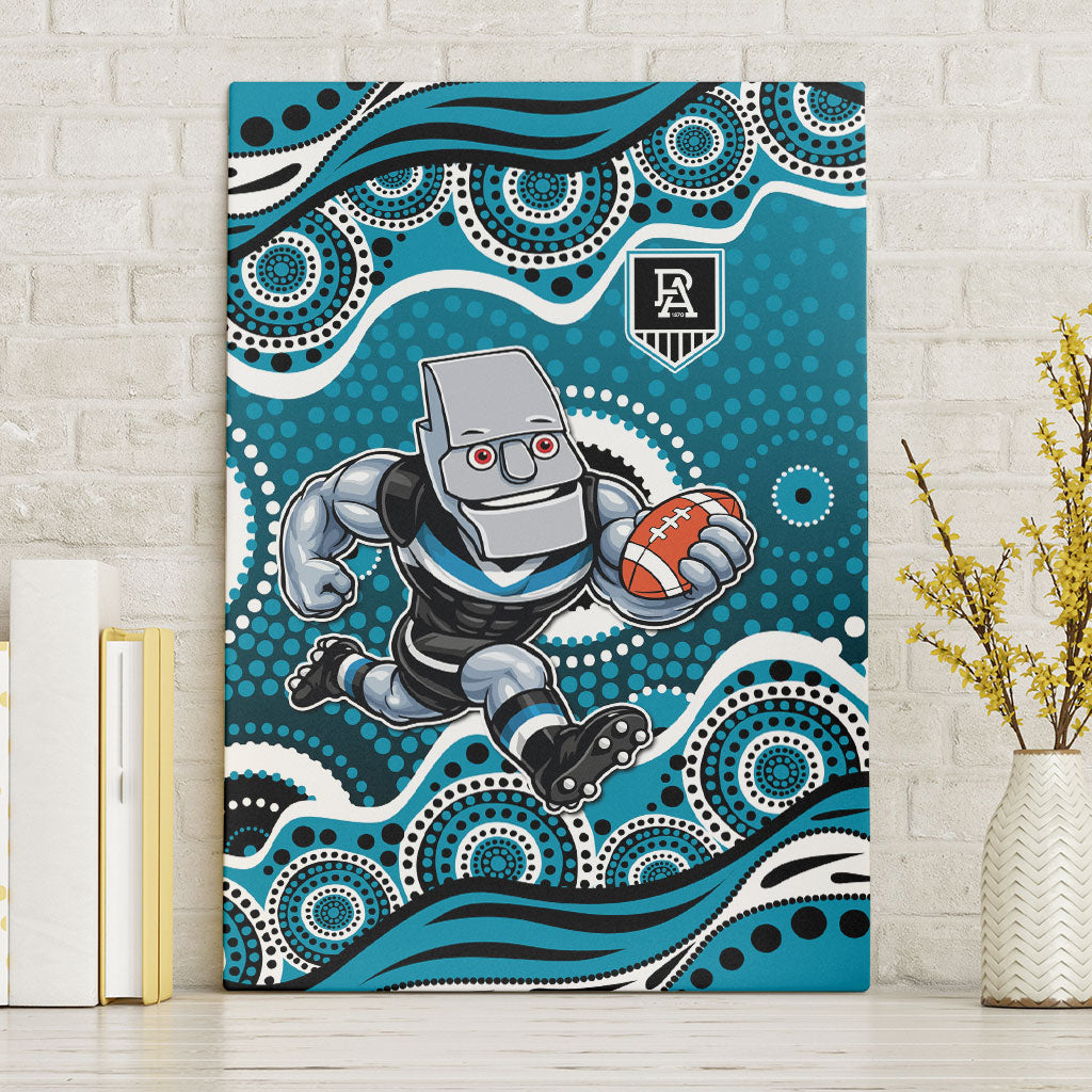 Port Adelaide Power Canvas Wall Art Aboriginal Dot Pattern - Football Mascot Heritage Pride