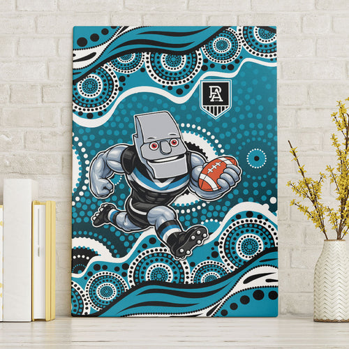 Port Adelaide Power Canvas Wall Art Aboriginal Dot Pattern - Football Mascot Heritage Pride