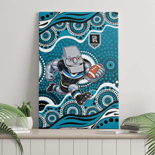 Port Adelaide Power Canvas Wall Art Aboriginal Dot Pattern - Football Mascot Heritage Pride