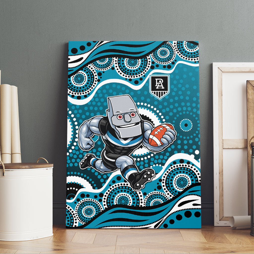 Port Adelaide Power Canvas Wall Art Aboriginal Dot Pattern - Football Mascot Heritage Pride