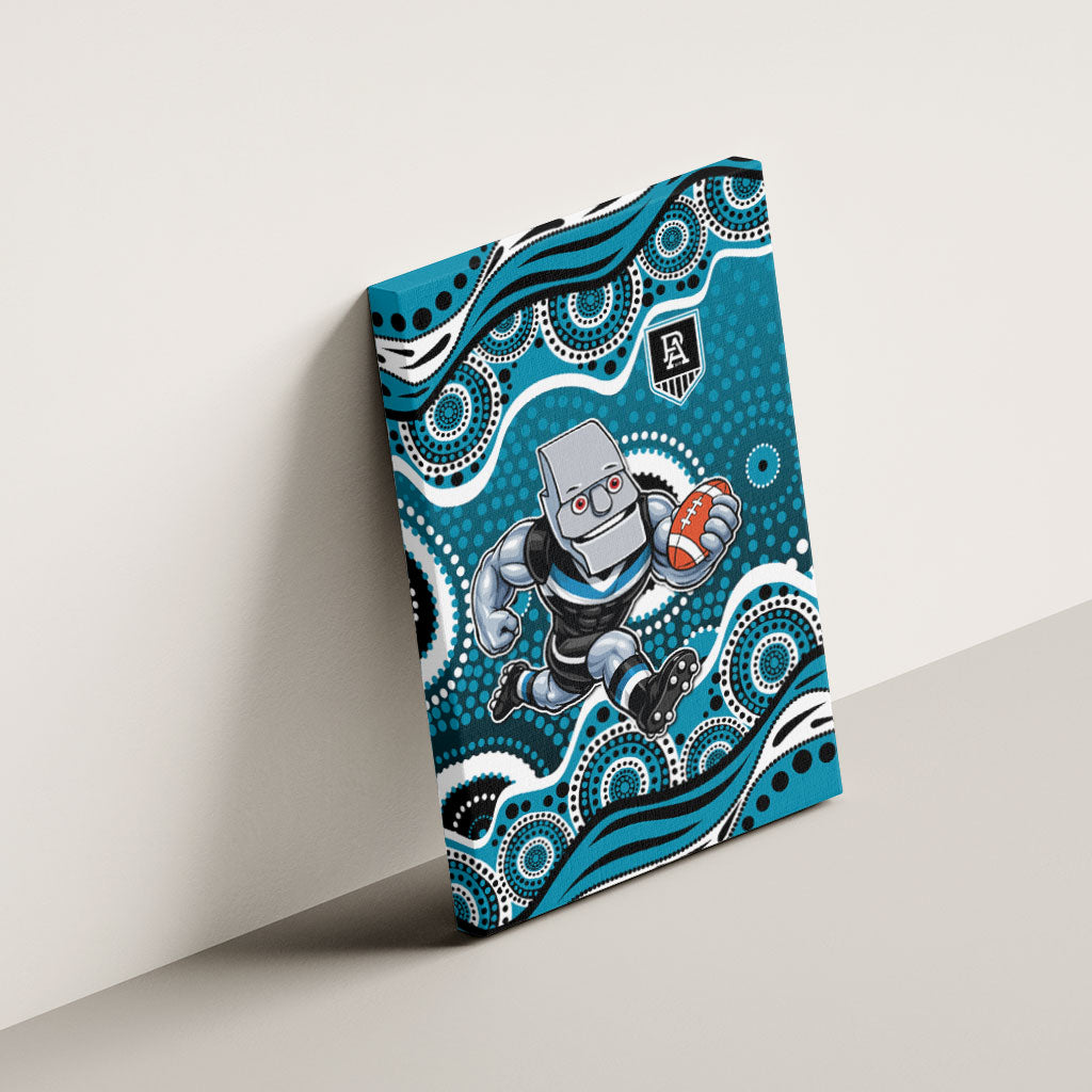 Port Adelaide Power Canvas Wall Art Aboriginal Dot Pattern - Football Mascot Heritage Pride