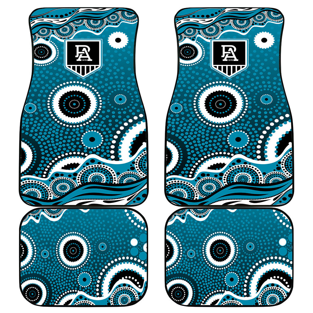 Port Adelaide Power Car Mats Aboriginal Dot Pattern - Football Mascot Heritage Pride