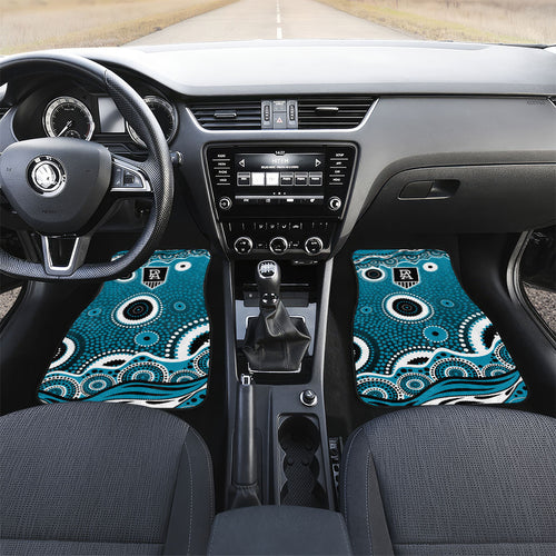 Port Adelaide Power Car Mats Aboriginal Dot Pattern - Football Mascot Heritage Pride