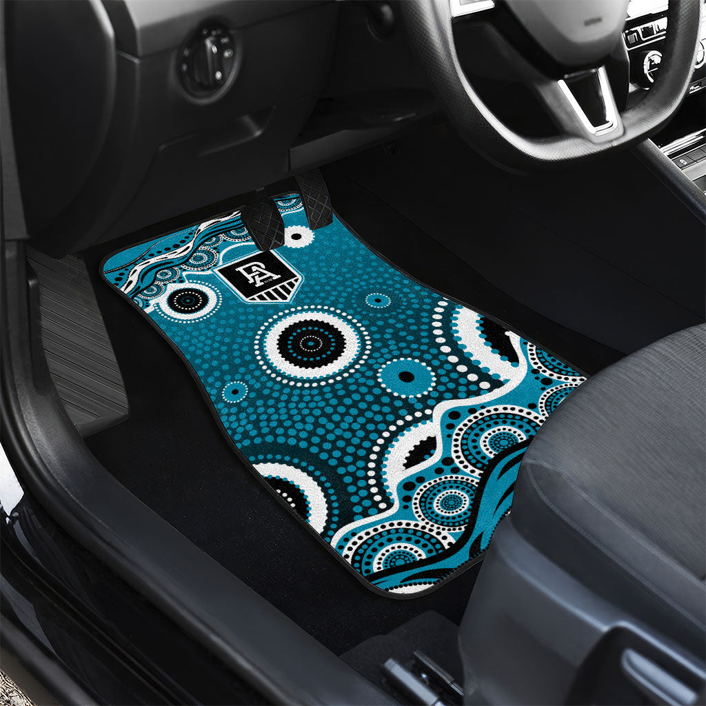 Port Adelaide Power Car Mats Aboriginal Dot Pattern - Football Mascot Heritage Pride
