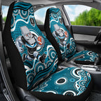 Port Adelaide Power Car Seat Cover Aboriginal Dot Pattern - Football Mascot Heritage Pride