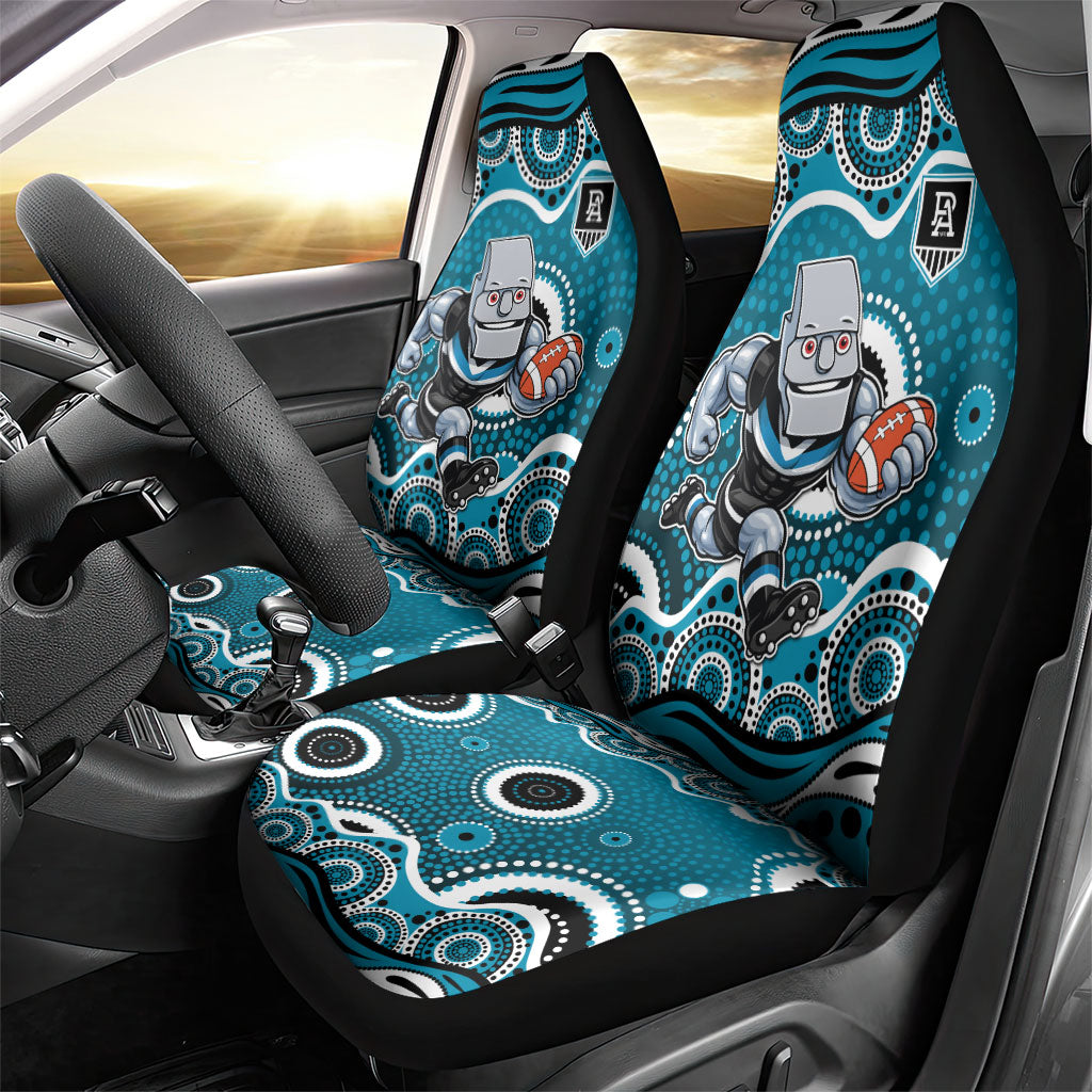 Port Adelaide Power Car Seat Cover Aboriginal Dot Pattern - Football Mascot Heritage Pride