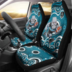 Port Adelaide Power Car Seat Cover Aboriginal Dot Pattern - Football Mascot Heritage Pride