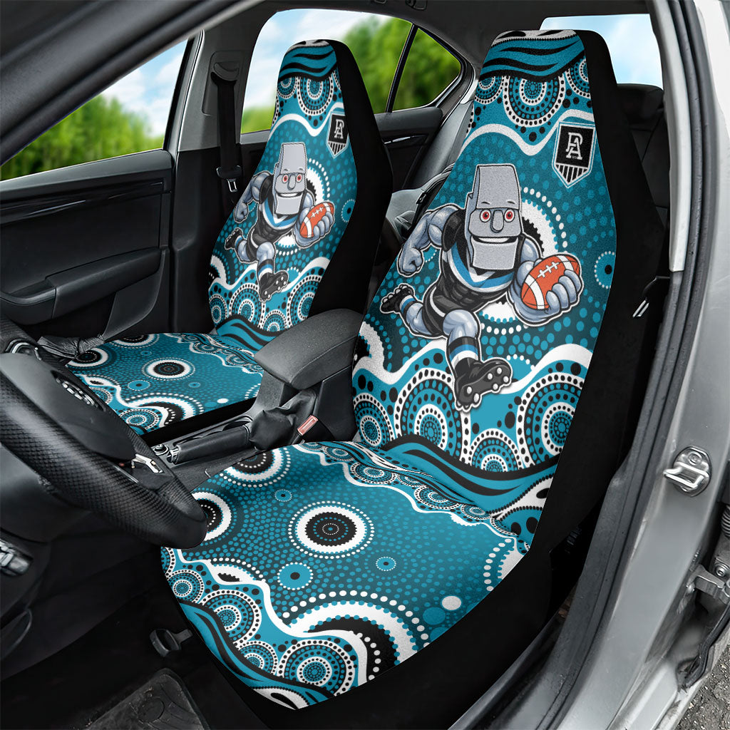 Port Adelaide Power Car Seat Cover Aboriginal Dot Pattern - Football Mascot Heritage Pride