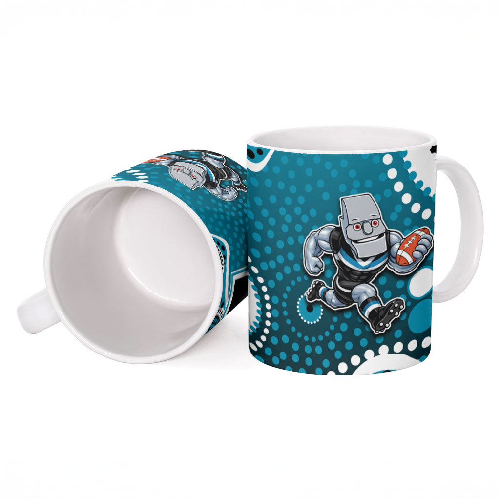 Port Adelaide Power Ceramic Mug Aboriginal Dot Pattern - Football Mascot Heritage Pride
