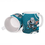 Port Adelaide Power Ceramic Mug Aboriginal Dot Pattern - Football Mascot Heritage Pride