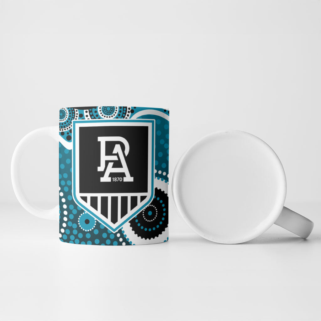 Port Adelaide Power Ceramic Mug Aboriginal Dot Pattern - Football Mascot Heritage Pride