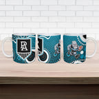 Port Adelaide Power Ceramic Mug Aboriginal Dot Pattern - Football Mascot Heritage Pride