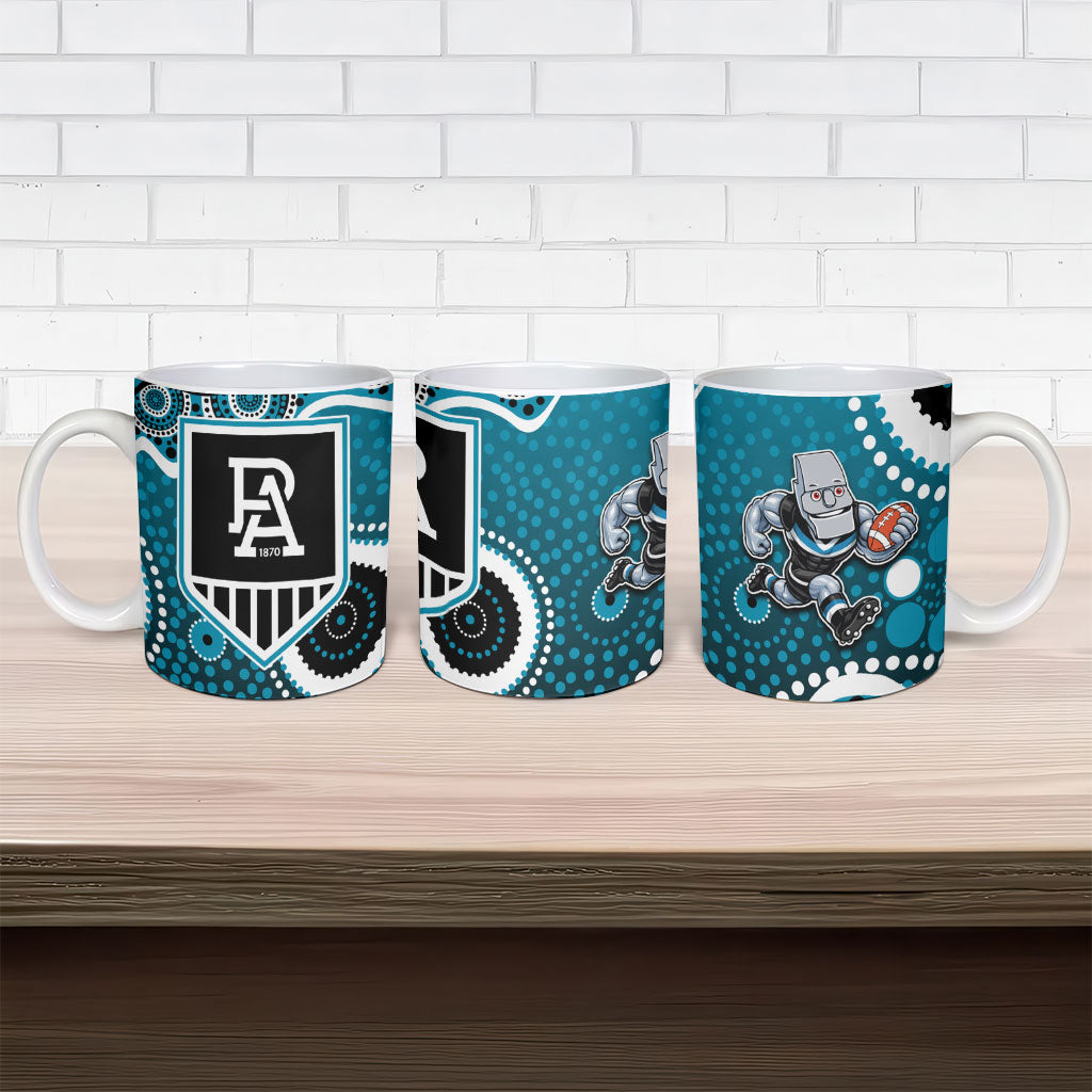 Port Adelaide Power Ceramic Mug Aboriginal Dot Pattern - Football Mascot Heritage Pride