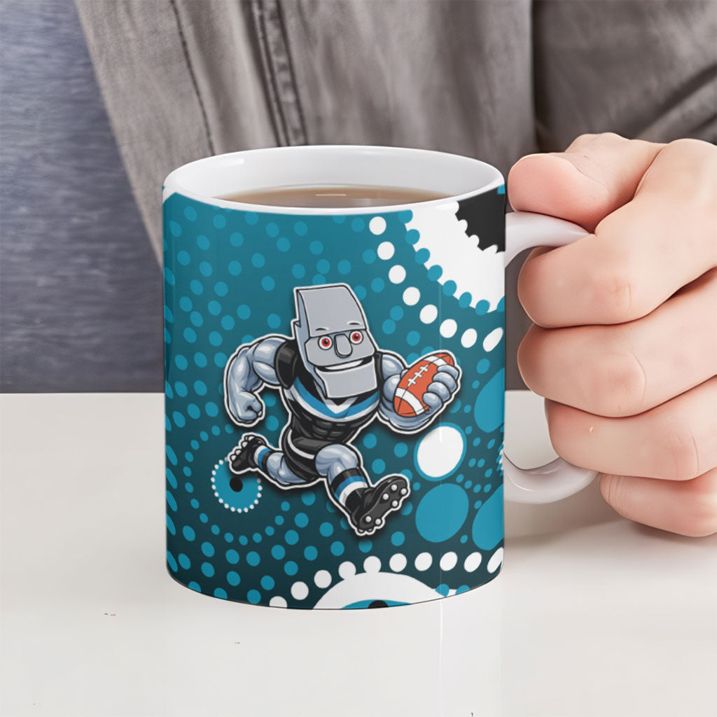 Port Adelaide Power Ceramic Mug Aboriginal Dot Pattern - Football Mascot Heritage Pride