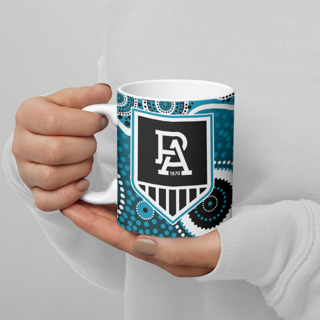 Port Adelaide Power Ceramic Mug Aboriginal Dot Pattern - Football Mascot Heritage Pride